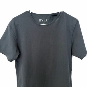 BYLT Premium Basics Mens S Lux Drop Cut Charcoal Short Sleeve Stretch T-shirt